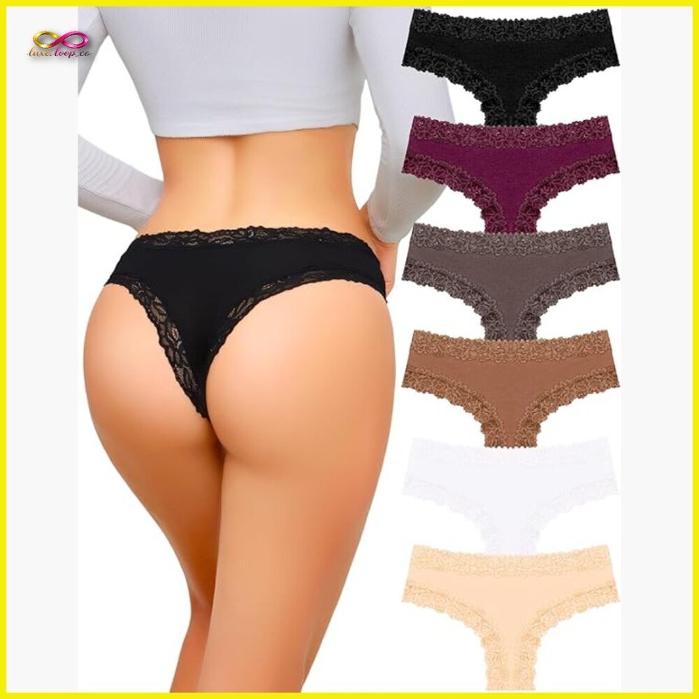 Sexy Lace Hipster‎ Panties Low Rise Cheeky Brazilian Cotton Underwear 6 Pack